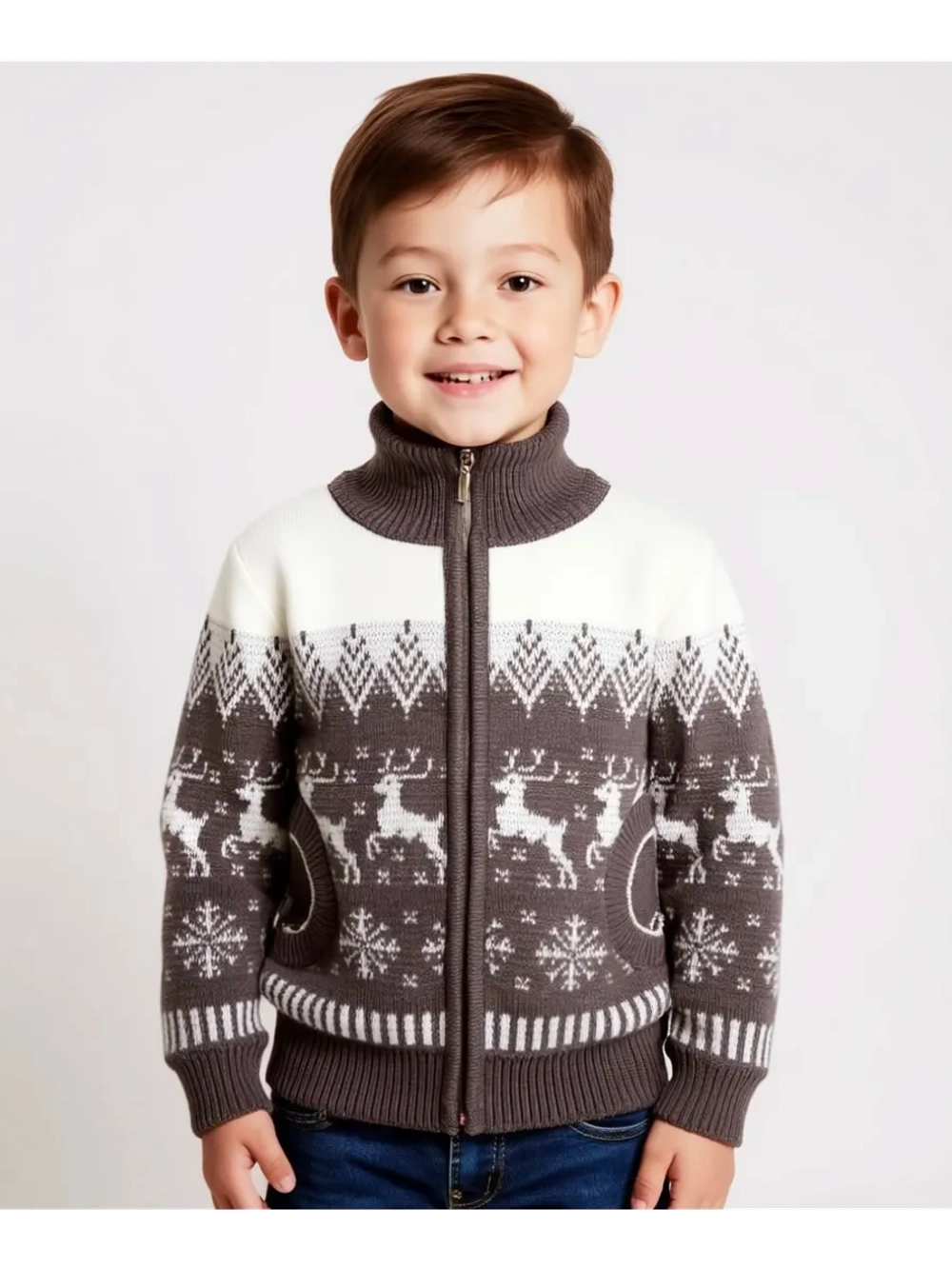 Кофта вязаная на молнии с карманами "Арктика"