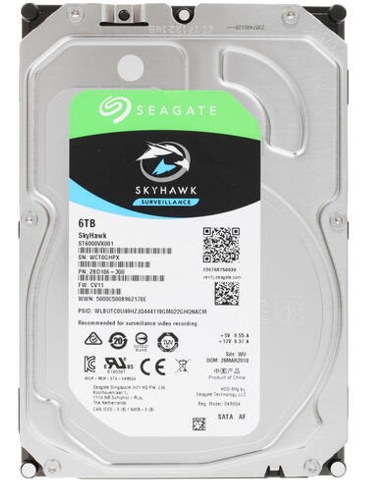 Жесткий диск для видеонаблюдения 6Tb Seagate Surveillance SkyHawk SATA 6G3.5 5400rpm 256Mb ST6000VX001