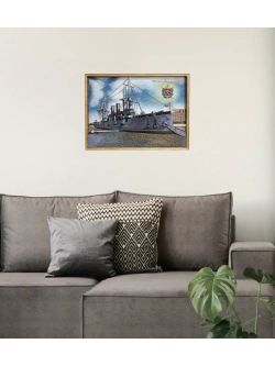 Картина деревянная "Крейсер Аврора" 41х30х4,5 см