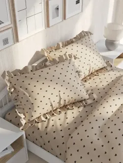 Декоративная наволочка с рюшами, оборками "Адель" 50х70 см, 1 шт, без молнии