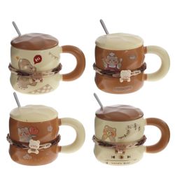 GAEM Кружка с крышкой и ложкой, 300 мл, L15 W9 H10 см, 4в.