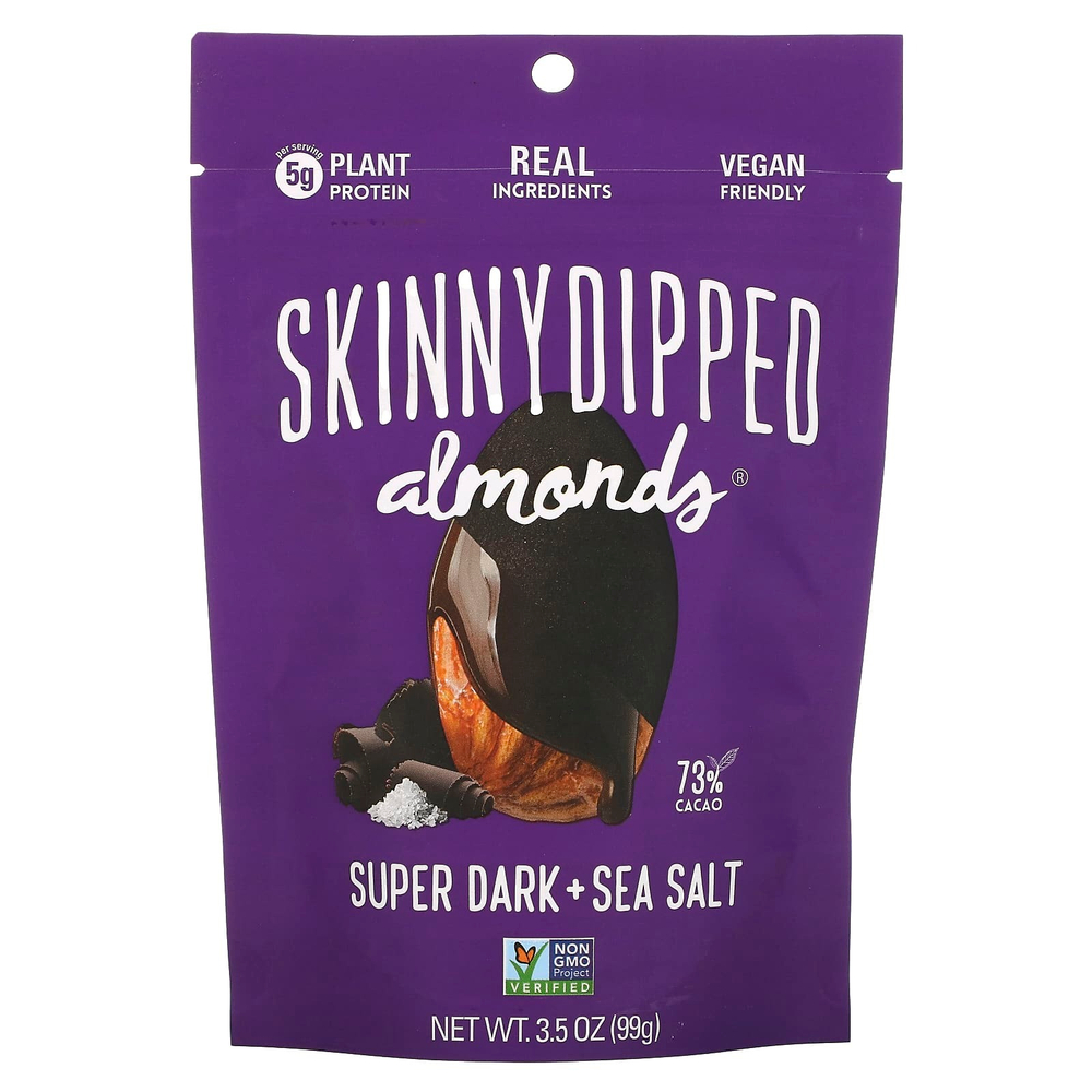 SkinnyDipped, Супер темный миндаль с морской солью, 99 г (3,5 унции)