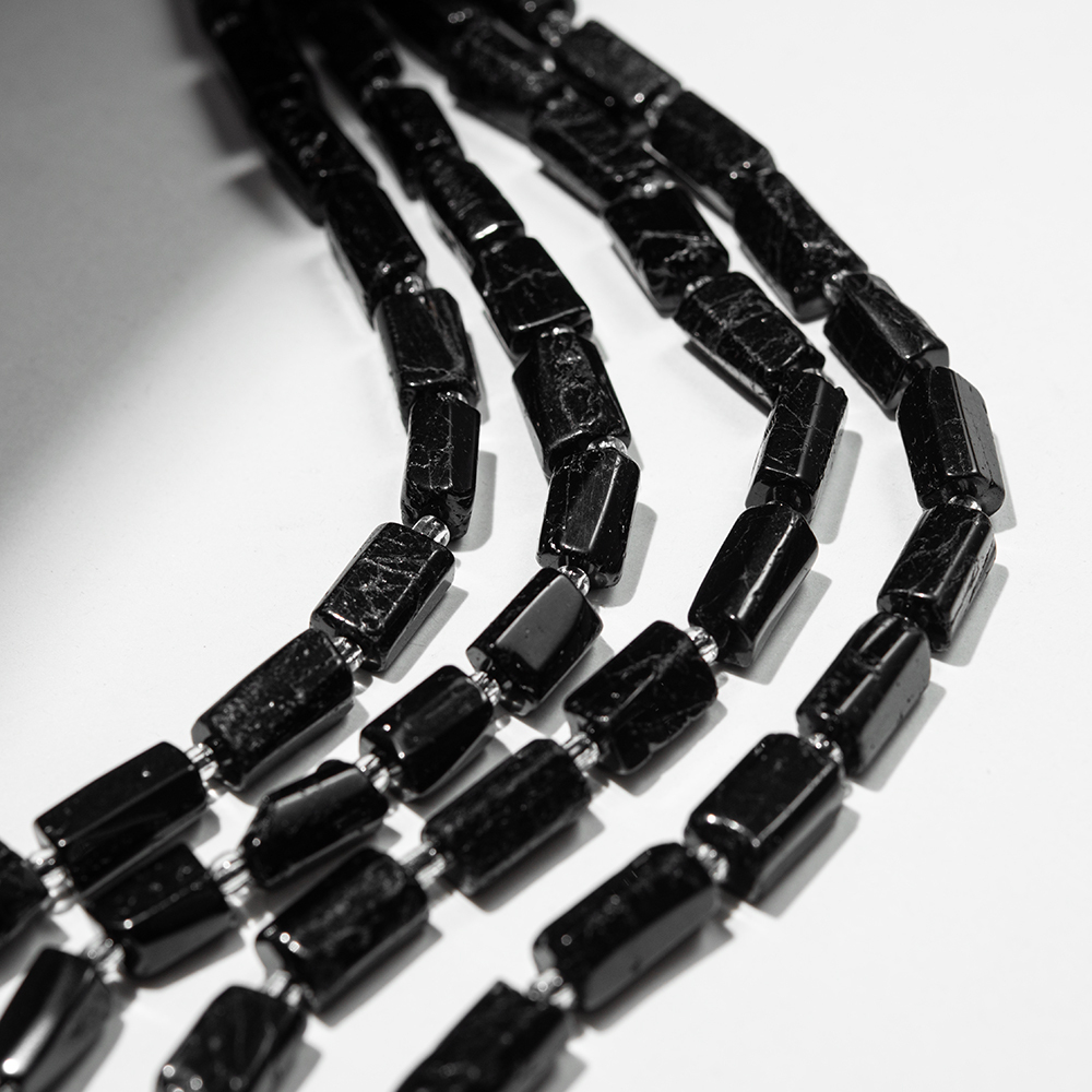 Шерл (черный турмалин) натуральный, бочонки с гранями, 9-13*6-8мм