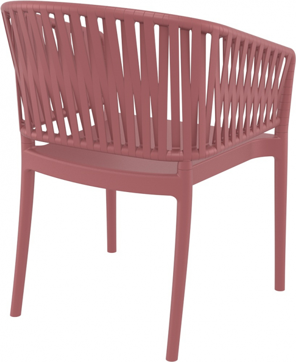 Кресло пластиковое с подушкой Siesta Contract Portofino, марсала, светло-коричневый