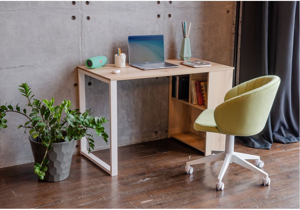 Письменный стол Битти Лофт 116х60х75 дуб делано светлый / белый матовый