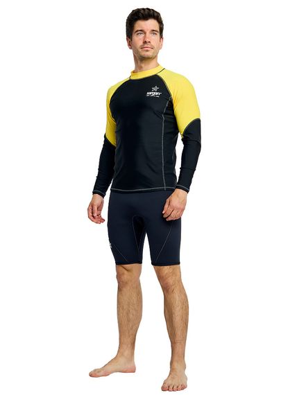 Футболка рашгард лонгслив Sargan Агидель UPF 50+ мужская черно-желтая