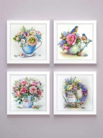 Картины на стену интерьерная на холсте 4 шт, 23*23 см