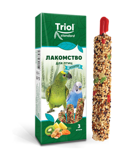 Лакомство для птиц "Ассорти" (с фруктами, овощами и орехами) (уп. 3 шт), 75г, Тriol Standard