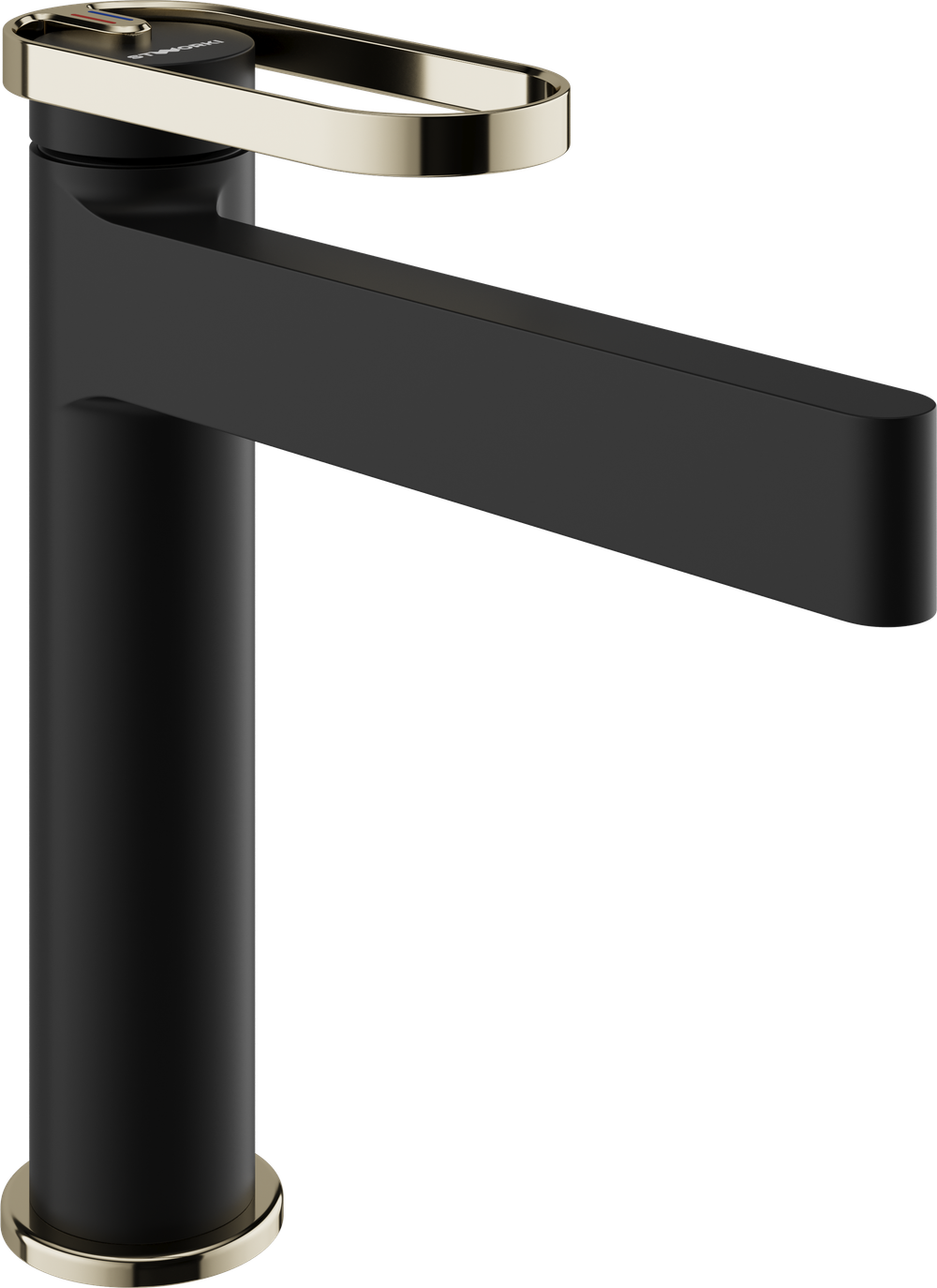 Смеситель для раковины STWORKI Малунг S11020BG матовый черный, глянцевое золото