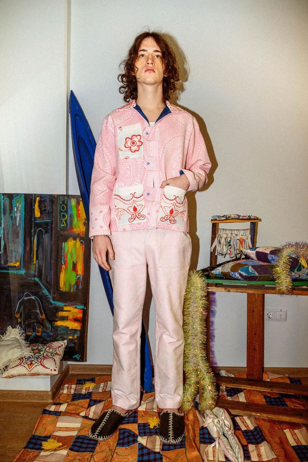 Куртка Soeurs с Голубым Подкладом / Pink And Sky Blue Jacket розовая