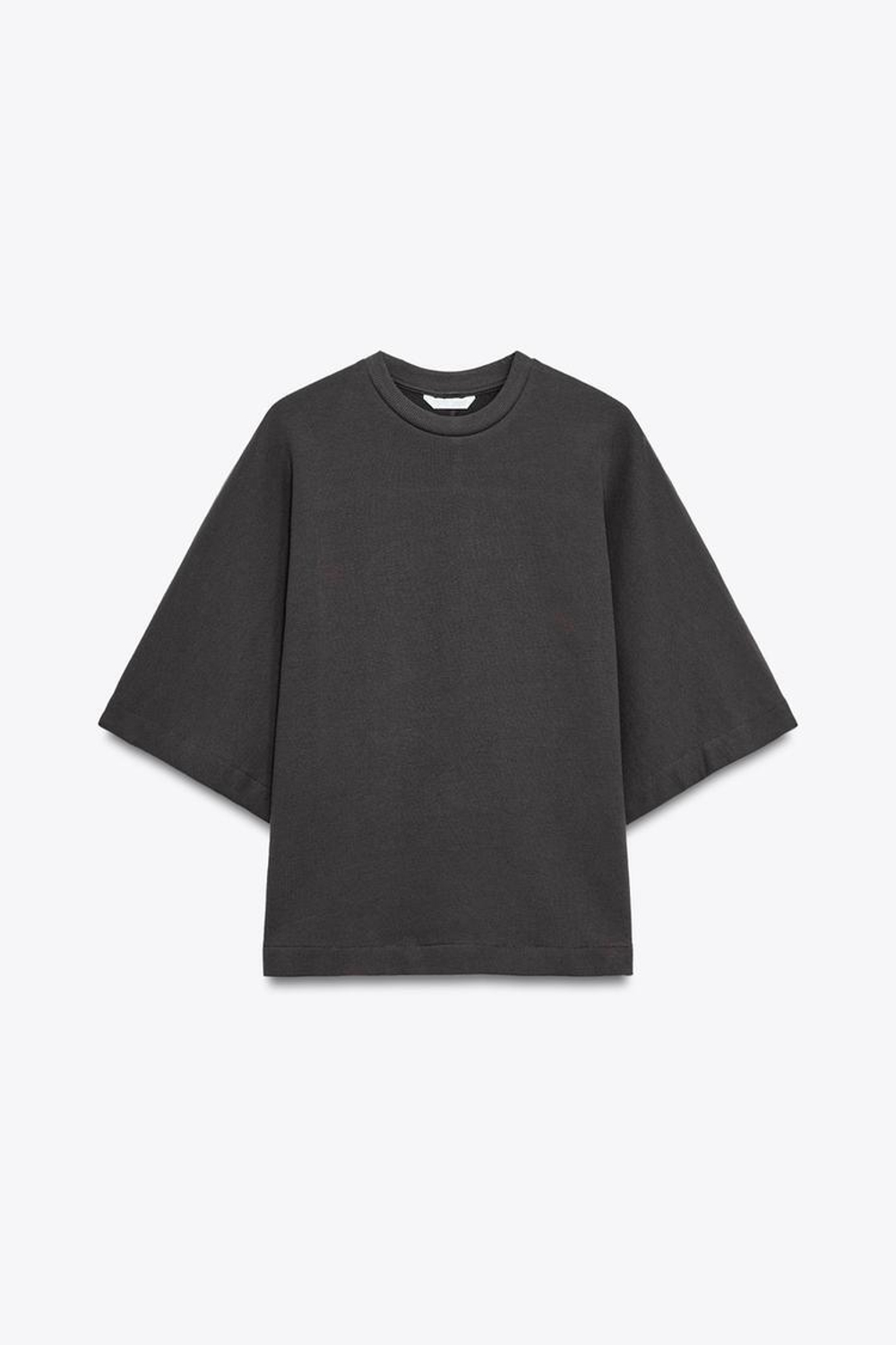 ZARA ТОЛСТОВКА С КОРОТКИМИ РУКАВАМИ В СТИЛЕ РУСТИК, УГОЛЬНЫЙ