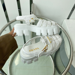 Prada Monolith Crochet Cage Sandals