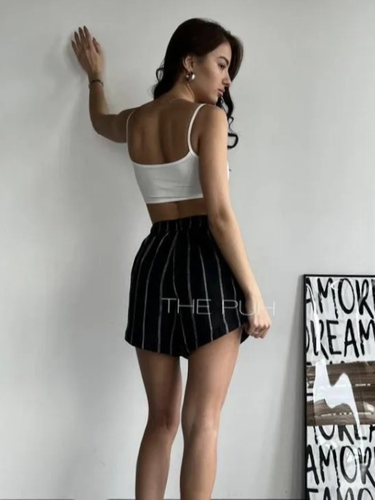 Летний женский костюм из льна с шортами