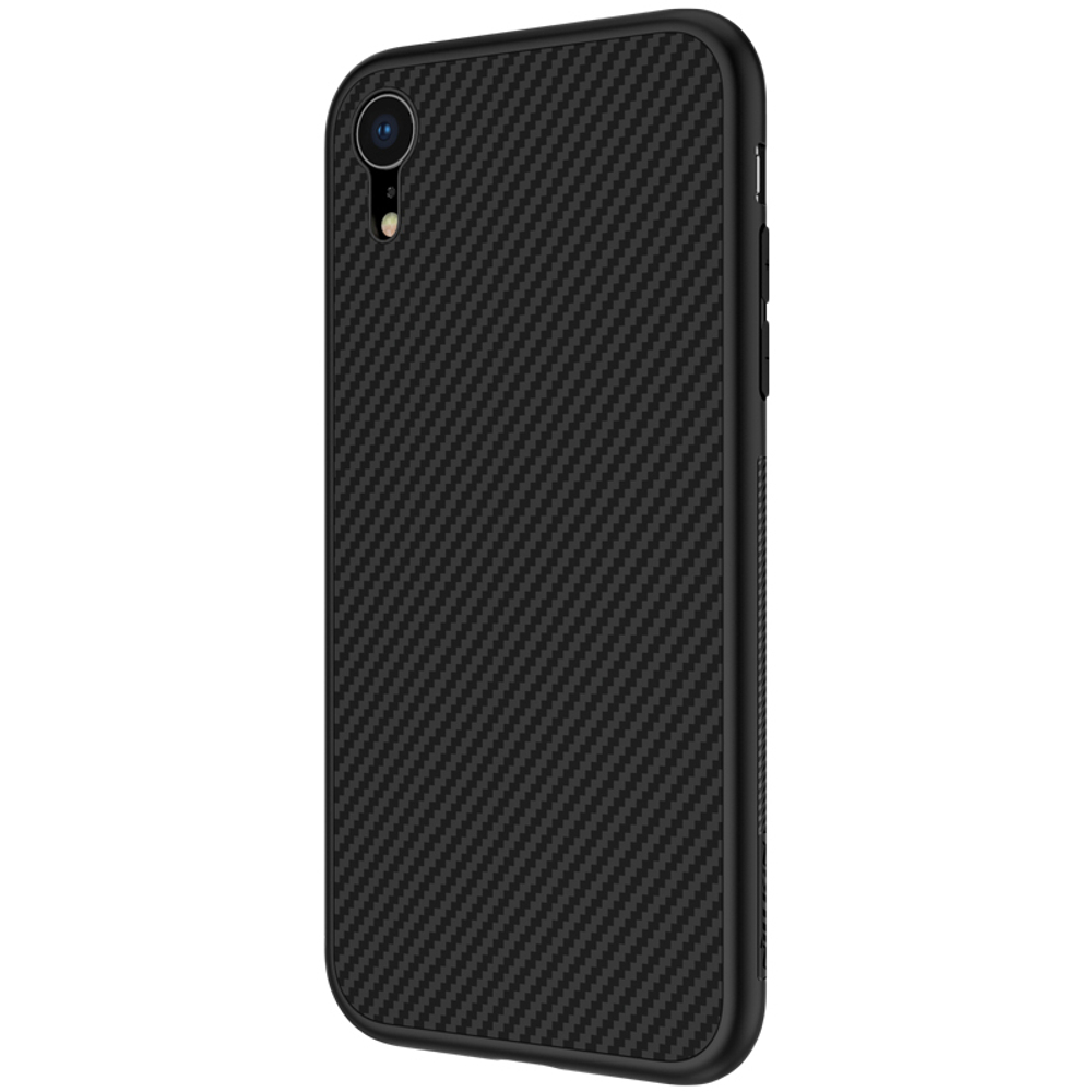 Чехол от Nillkin для смартфона iPhone XR, серия Synthetic Fiber (покрытие синтетический карбон)