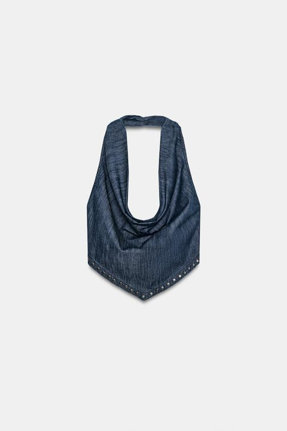 ZARA ТОП С ЗАКЛЕПКАМИ И ОТКРЫТОЙ СПИНОЙ, СИНИЙ