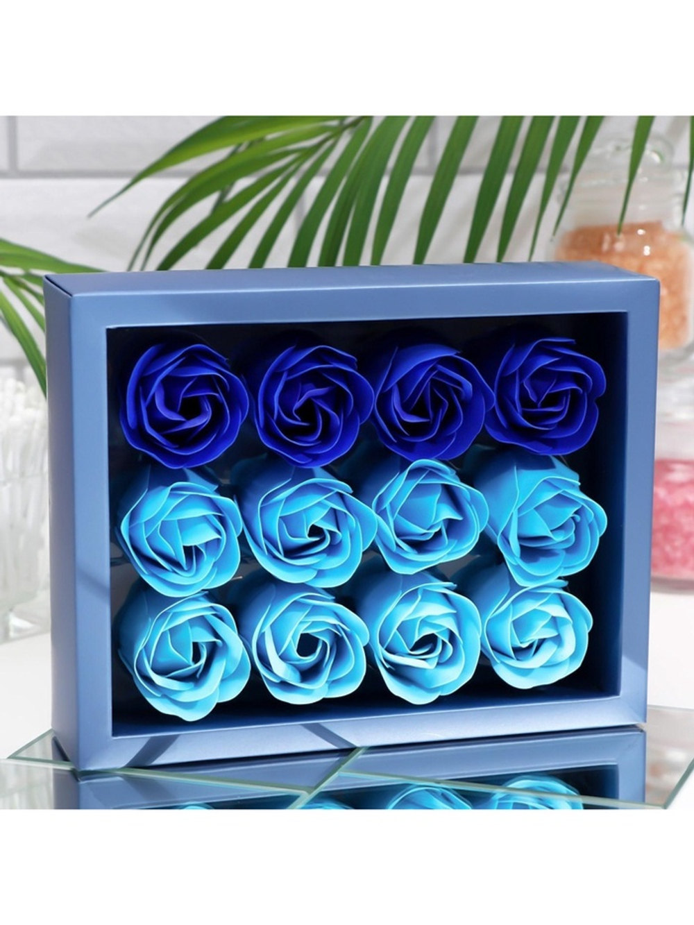 Мыльные розы, синие оттенки, набор 12 шт.