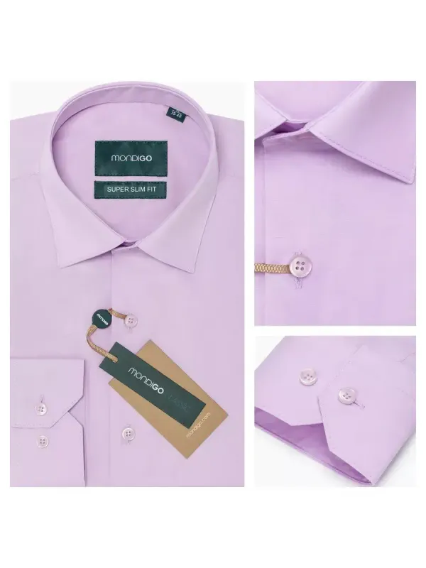 Рубашка приталенная с вытачками на спине SUPER SLIM FIT, сиреневая