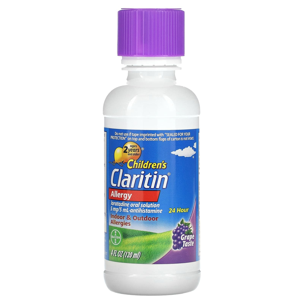 Claritin, Children's, от аллергии, для детей от 2 лет, со вкусом винограда, 5 мг, 120 мл (4 жидк. унции)