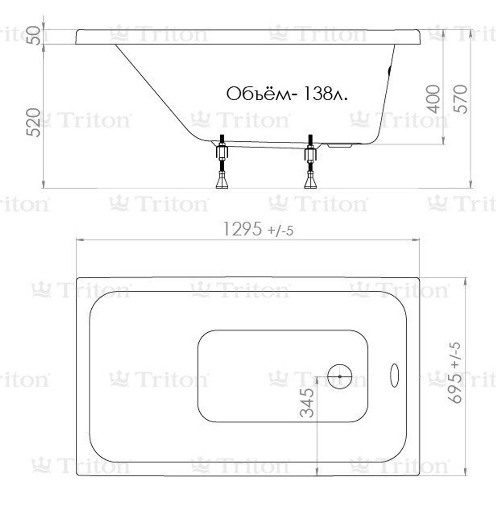 Ванна акриловая Triton Ультра 130 см