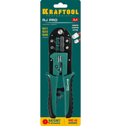 KRAFTOOL RJ-Pro, (RJ45, RJ11,RJ12), универсальный кримпер (22698)
