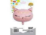Шар (19''/48 см) Фигура, Голова, Кошка розовая