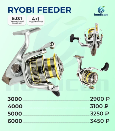 КАТУШКА ( 5.0:1 ПЕРЕДАТОЧНОЕ ЗНАЧЕНИЕ) (4+1 ПОДШИПНИКОВ ) RYOBI FIGHTER 3000