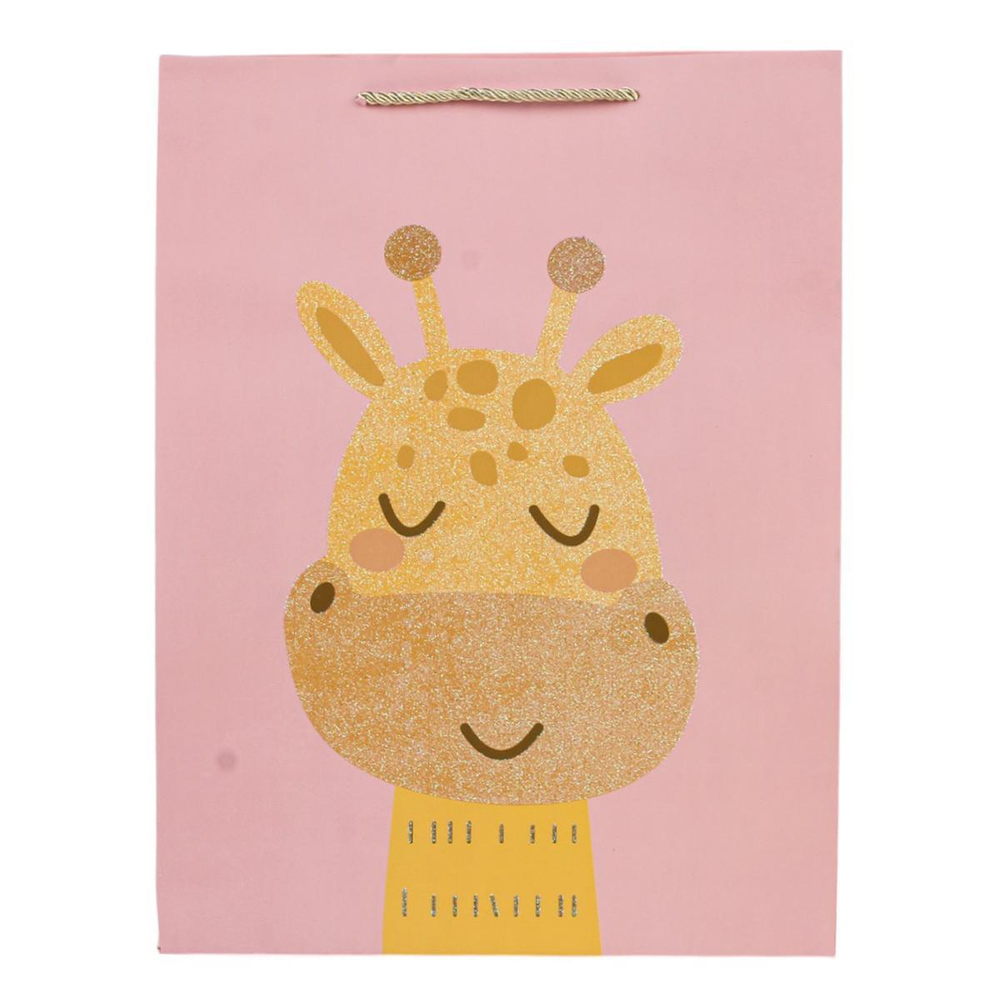 Пакет подарочный "Животные" 44*31*12см, с глитт, ручки - шнурок, 4 диз.