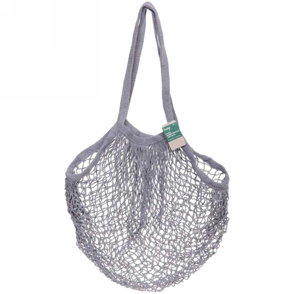 Сумка - шоппер авоська «ТРЕНДИ», цвет серый, 37*62см (лейбл Селфи)