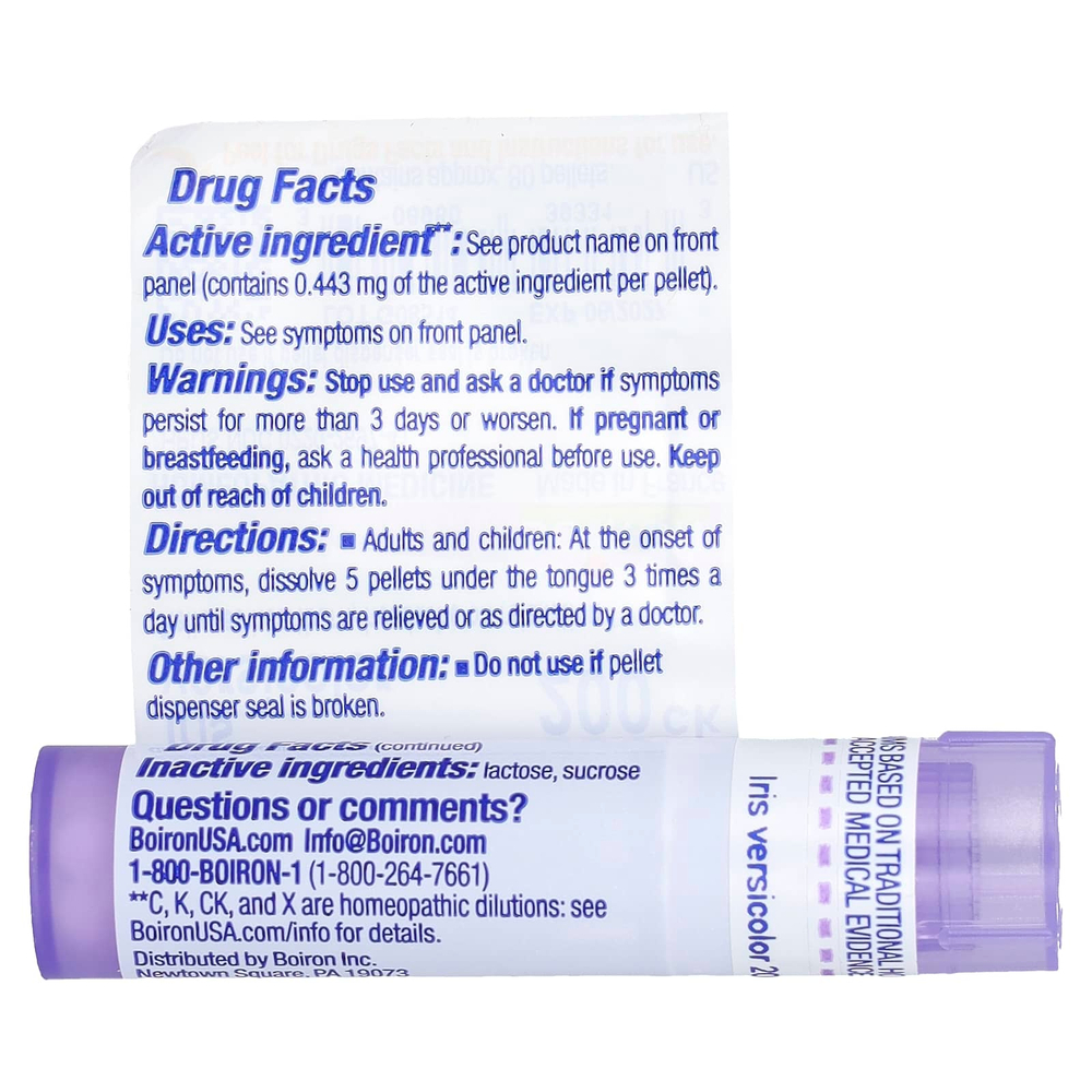 Boiron, Ирис разноцветный, 200CK, поддержка пищеварения, прибл. 80 гранул