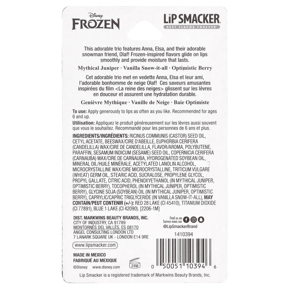 Lip Smacker, Disney, Frozen II, бальзам для губ, набор из трио, 3 шт. в упаковке, 4 г (0,14 унции)