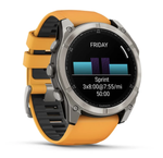 Смарт-часы Garmin Fenix 8 - 51 мм, AMOLED, Sapphire, серый корпус, оранжевый силиконовый ремешок