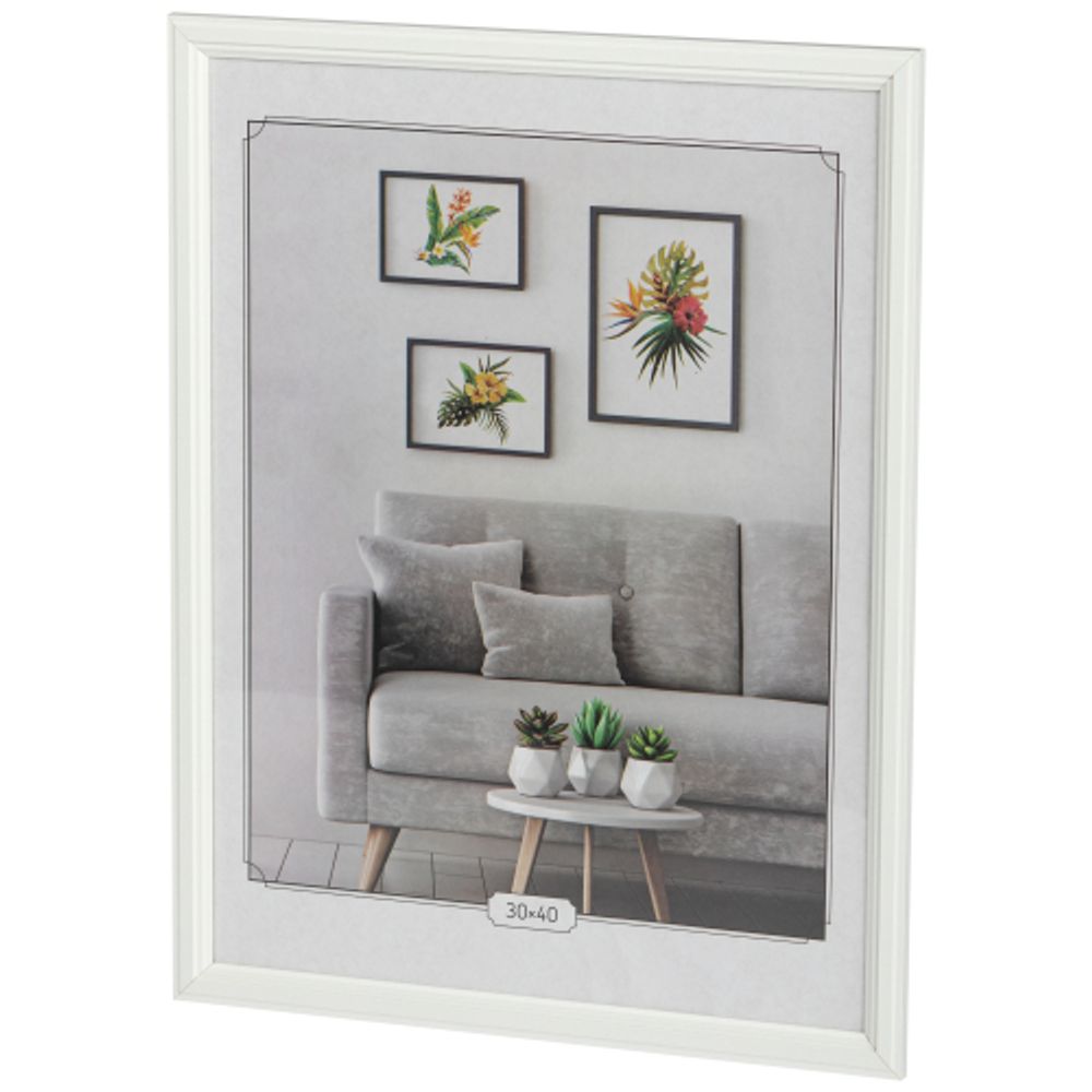 Фоторамка Image Art С22 МДФ универсальная 30х40 цвет белый вставка прозрачный пластик