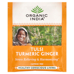 Organic India, чай тулси, куркума и имбирь, без кофеина, 18 чайных пакетиков, 34,2 г (1,2 унции)