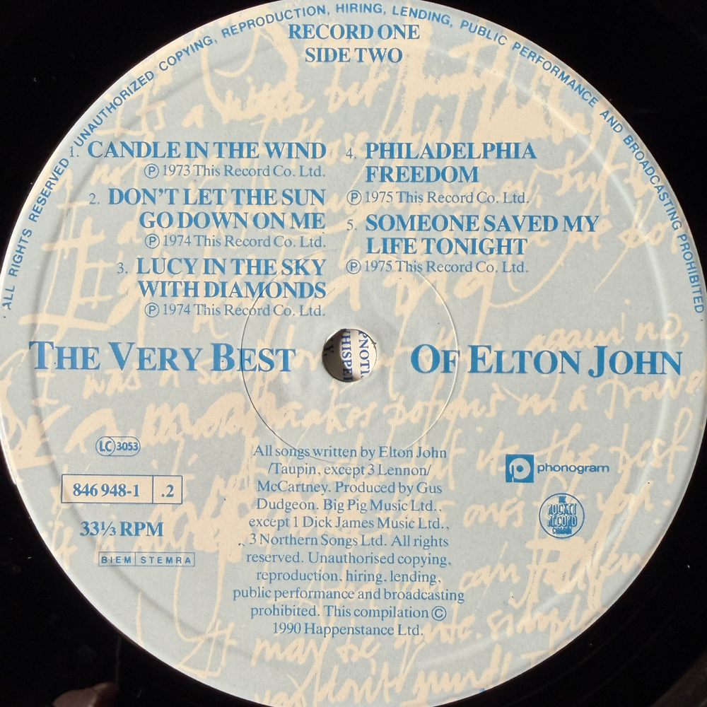 Elton John - The Very Best Of Elton John 2LP (Европа 1990г.)