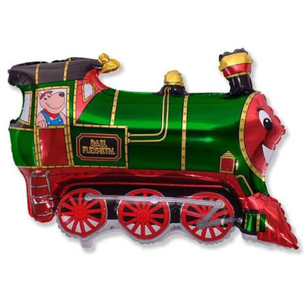 Шар (31""/79 см) Фигура, Паровозик, Зеленый, 1 шт. 7п. Д16