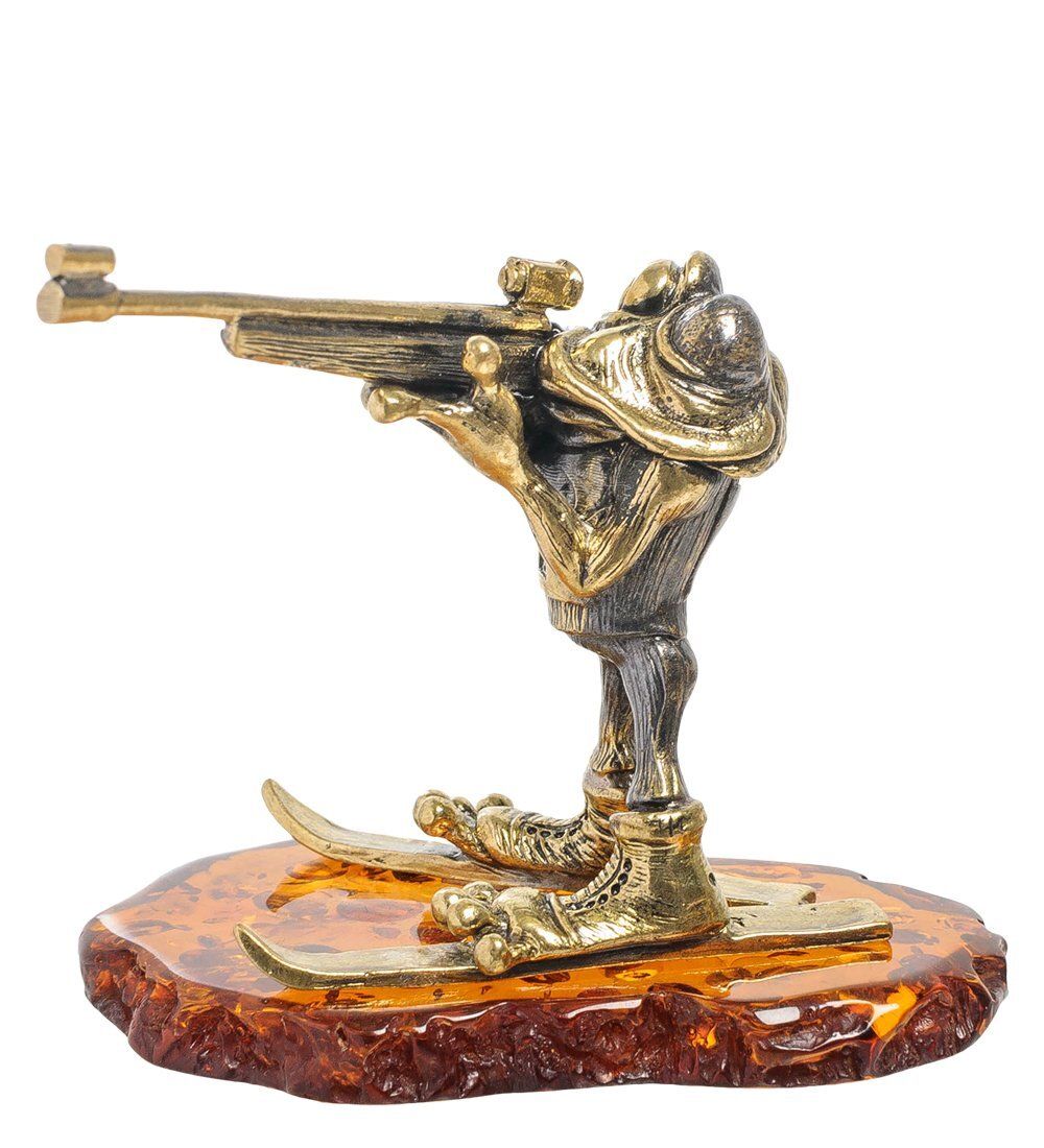 Народные промыслы AM-2023 Фигурка «Лягушка-биатлонист» (латунь, янтарь)