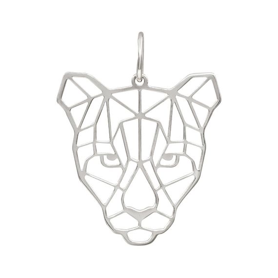 Пантера - подвеска серебряная ювелирная, вид спереди