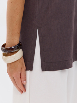 Удлиненный топ из льна с V-вырезом