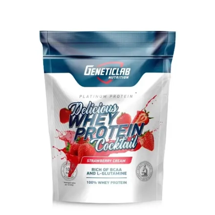 Geneticlab.Delicious whey protein coctail 900 грамм вкус клубника