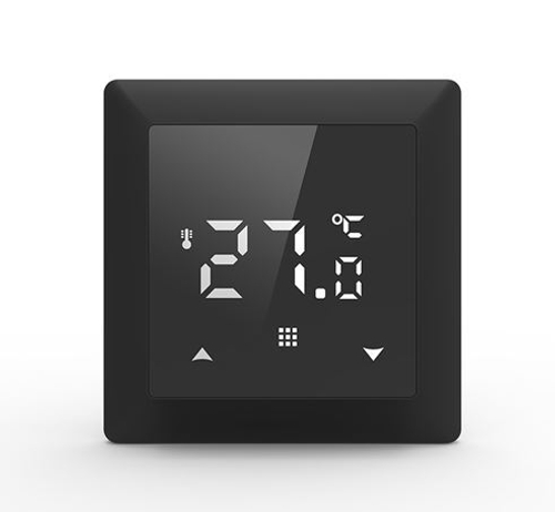 Термостат с датчиком пола, программируемый, 16 A, 55*55 мм., черное стекло