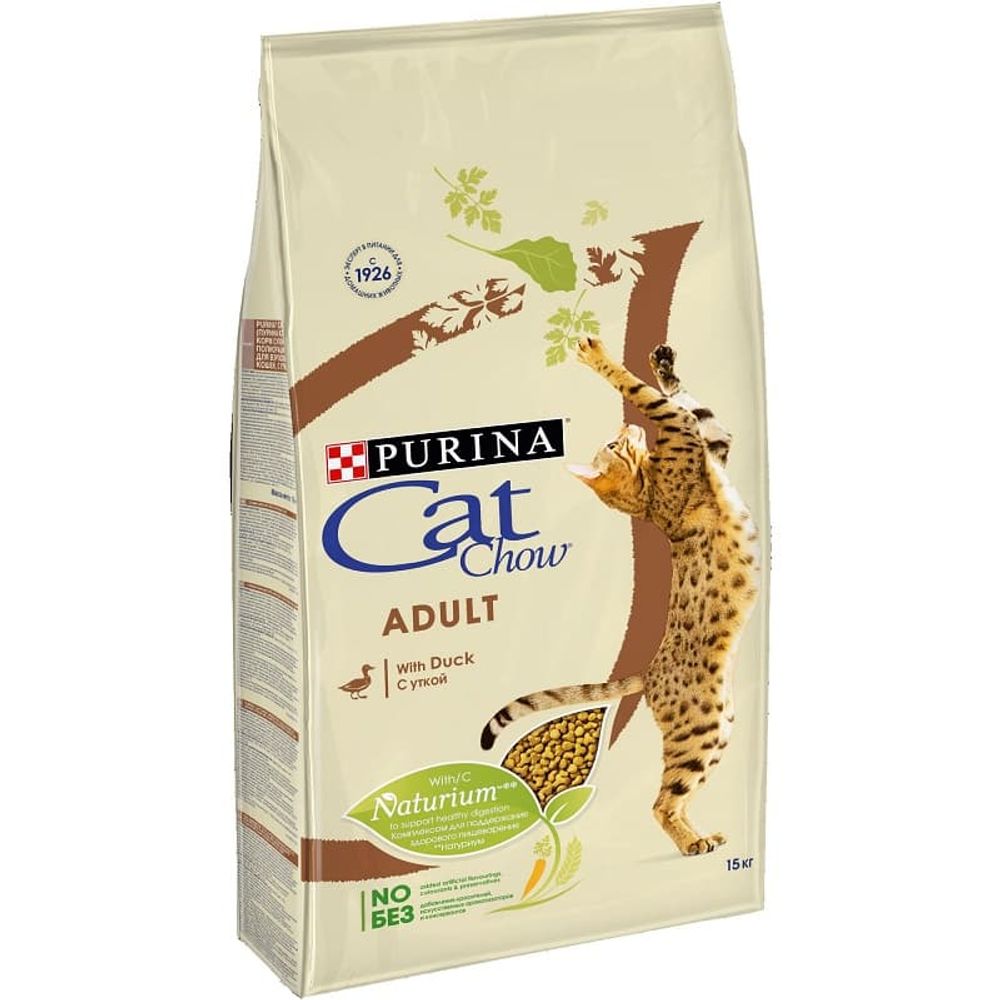 Сухой корм Cat Chow® для взрослых кошек с уткой, Пакет 15 кг Сухой корм Cat Chow® для взрослых кошек с уткой, Пакет 15 кг