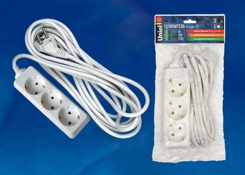 S-GCD3-5 Удлинитель Uniel серии Стандарт, с/з, 3 гн., шнур 5 м