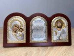 Триптих, Спаситель, Казанская БМ, Молитва, икона, красное дерево 320х160