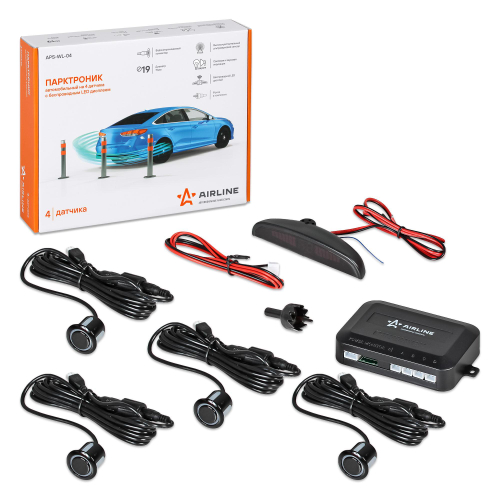 Парктроник 4 датчика беспроводной LED дисплей черные Airline