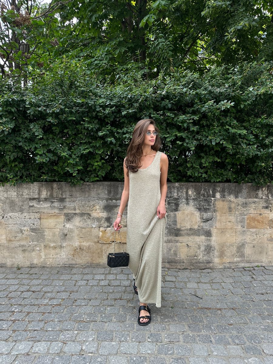 Платье-майка из трикотажа хаки