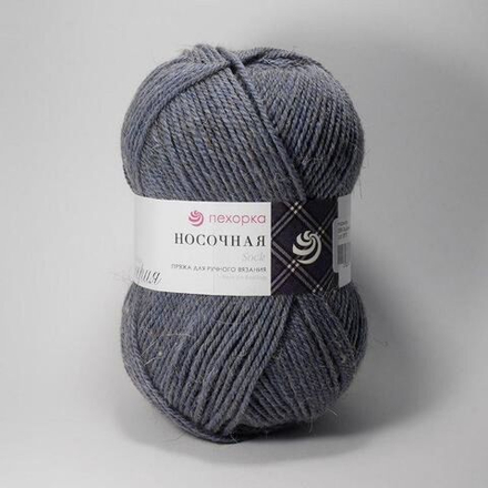 Носочная пряжа Россия Пехорка 50%полутонк.шерсть 50%акрил 5х100г/200м (255-Джинсовый)