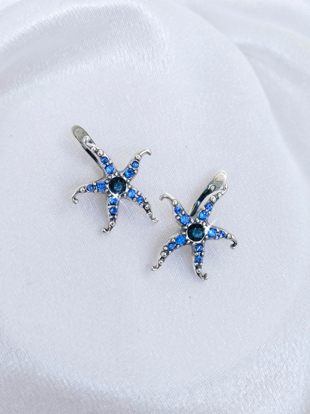 "Охио" серьги в серебряном покрытии из коллекции "Морской коктейль" от Jenavi  с английским замком