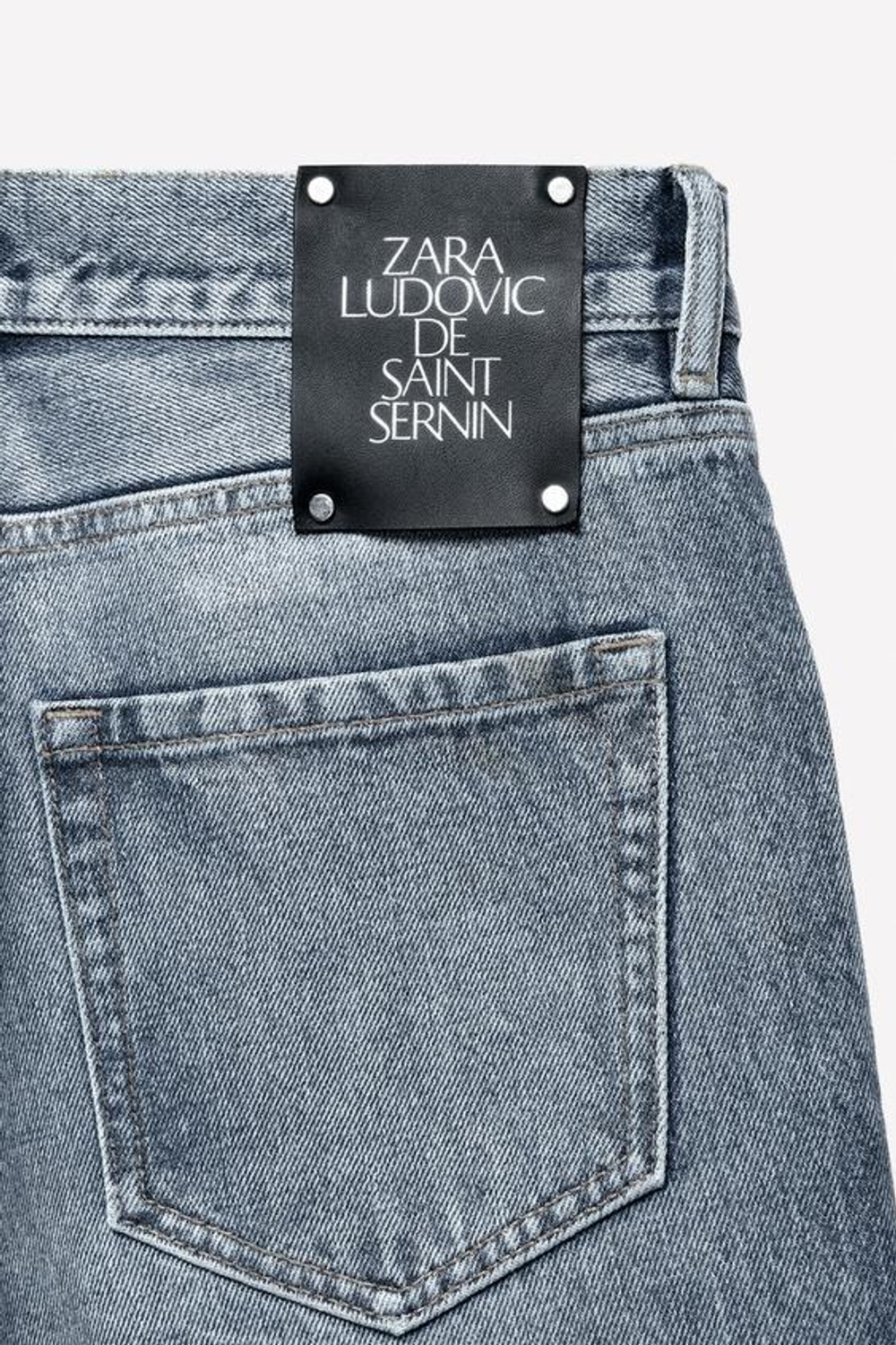 ZARA X LUDOVIC DE SAINT SERNIN ДЖИНСЫ-КЛЕШ ИЗ ВОЩЕНОЙ ТКАНИ, СИНИЙ