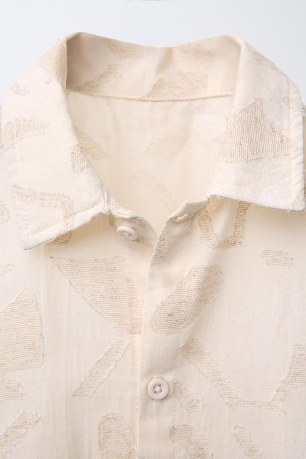 ZARA РУБАШКА С КОНТРАСТНЫМИ ДЕТАЛЯМИ, ЭКРЮ