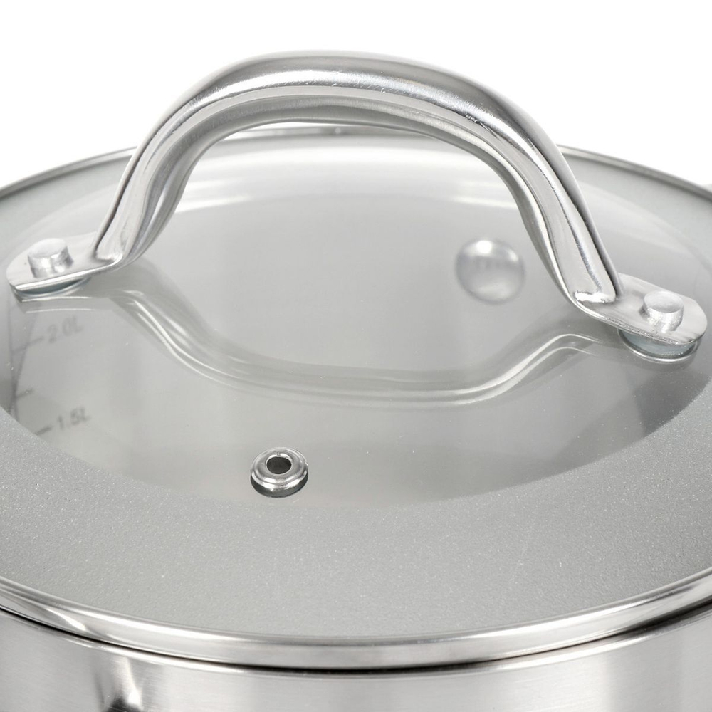 Кастрюля нерж, 5 л, с крыш, крышка стекло, Daniks, Перл, GS-01205-22, индукц